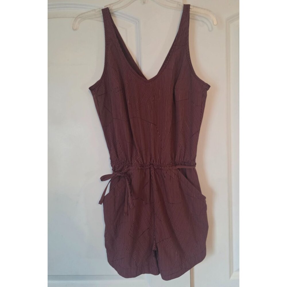 Mountain Hardwear Railay Burgundy Striped belted Romper XS Lightweight - Picture 2 of 12